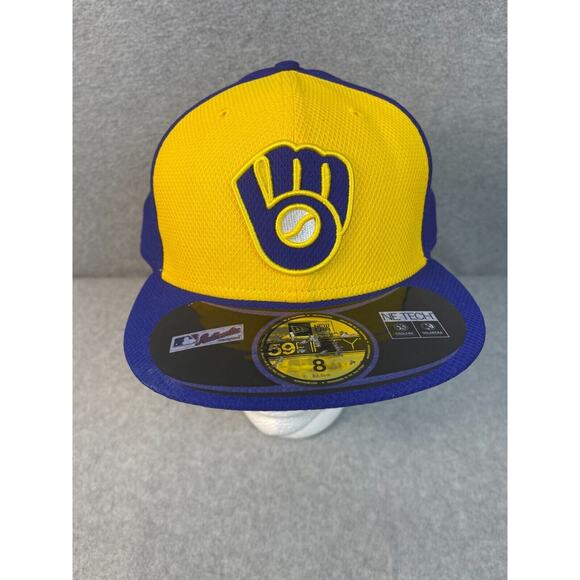 New Era Milwaukee Brewers Fitted‎ Cap Size 8 Authentic MLB Baseball Hat NWOT - Picture 1 of 7